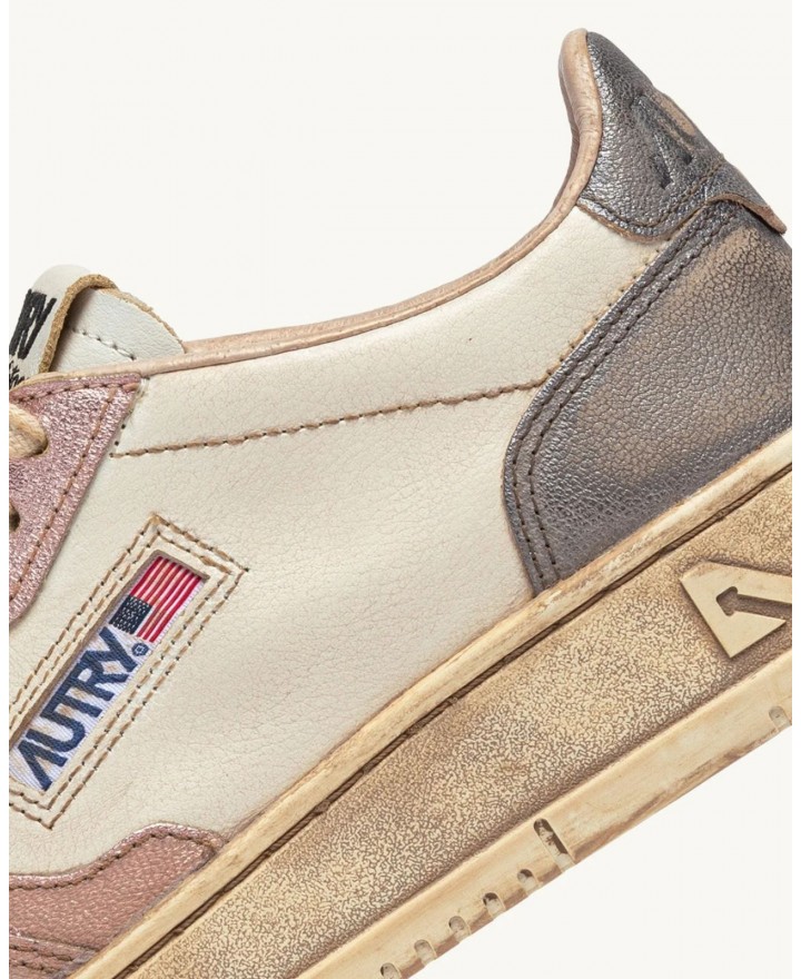 Autry - Medalist Supervintage Pink/Gray Leather Women's Shoe AVLW MT06 CON