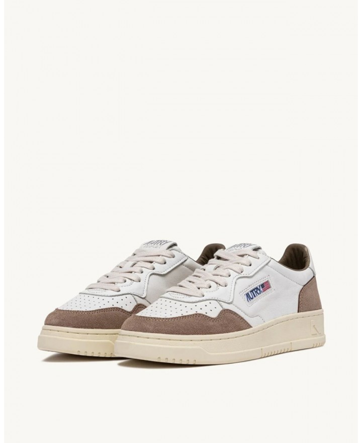 Autry - Scarpa Medalist Pelle Morbida/Suede Bianca/Tabacco Uomo AULM GS43 CON