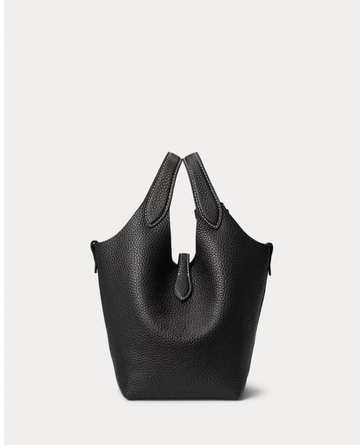 Polo Ralph Lauren - Borsa Mini Tote Pelle Martellata Nera 428944657013 I25