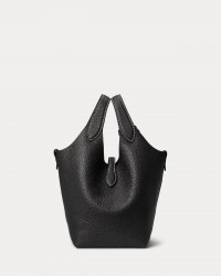 Polo Ralph Lauren - Borsa Mini Tote Pelle Martellata Nera 428944657013 I25