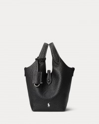Polo Ralph Lauren - Borsa Mini Tote Pelle Martellata Nera 428944657013 I25