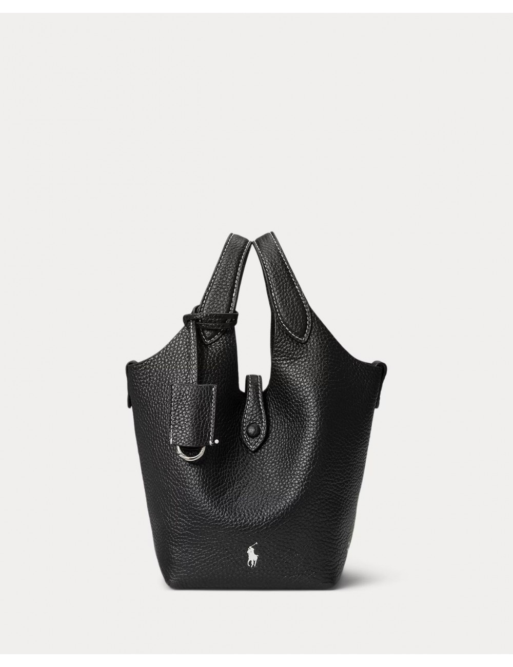 Polo Ralph Lauren - Borsa Mini Tote Pelle Martellata Nera 428944657013 I25