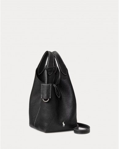 Polo Ralph Lauren - Borsa Mini Tote Pelle Martellata Nera 428944657013 I25