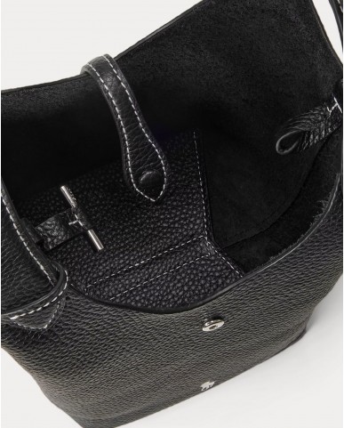 Polo Ralph Lauren - Borsa Mini Tote Pelle Martellata Nera 428944657013 I25