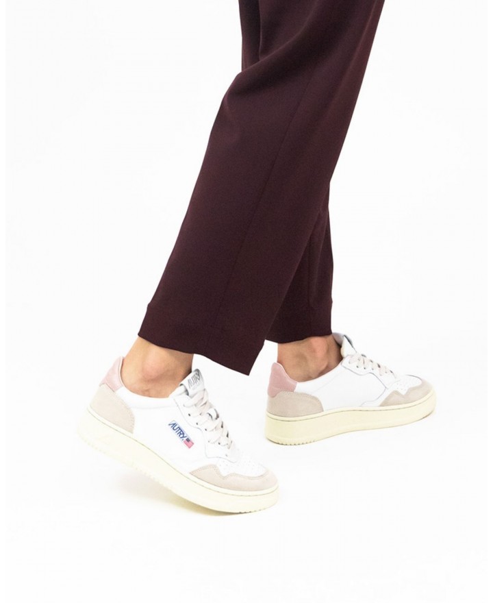 Autry - Scarpa Medalist Pelle/Suede Bianca/Rosa Cipria Donna AULW LS37 CON