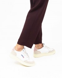 Autry - Scarpa Medalist Pelle/Suede Bianca/Rosa Cipria Donna AULW LS37 CON