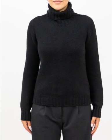 Aragona - Women's Black Cashmere Turtleneck Sweater D3232TF 101 NERO I25