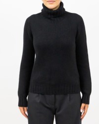 Aragona - Women's Black Cashmere Turtleneck Sweater D3232TF 101 NERO I25