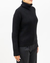 Aragona - Women's Black Cashmere Turtleneck Sweater D3232TF 101 NERO I25