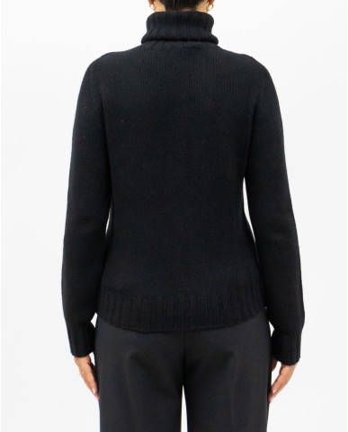 Aragona - Women's Black Cashmere Turtleneck Sweater D3232TF 101 NERO I25