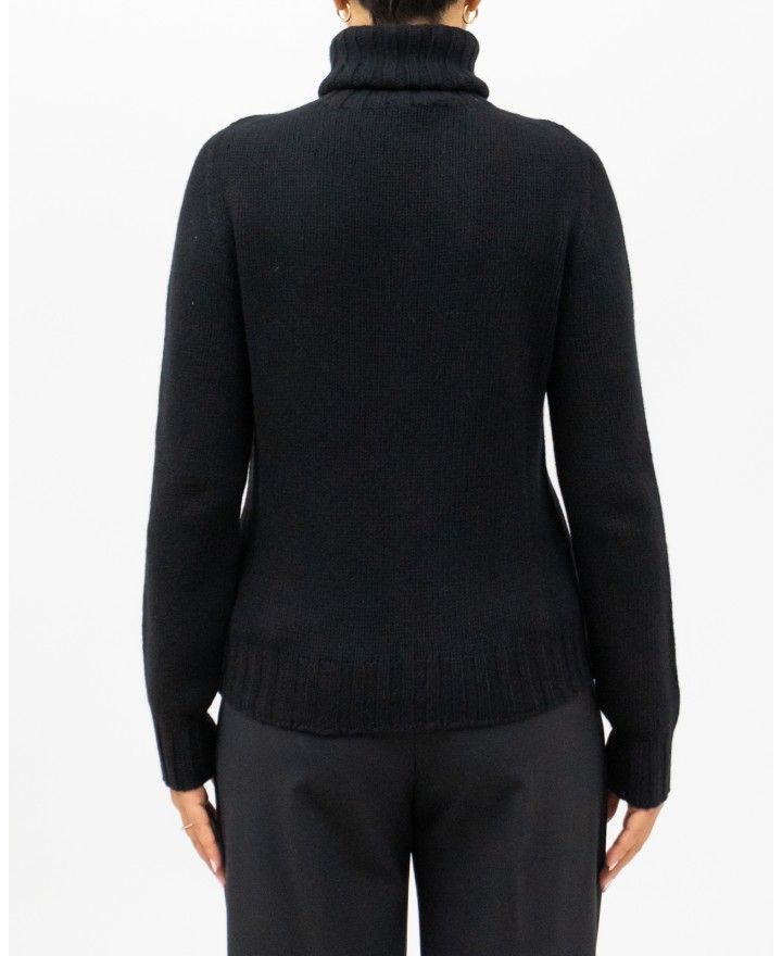 Aragona - Women's Black Cashmere Turtleneck Sweater D3232TF 101 NERO I25