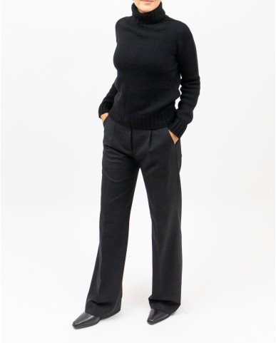 Aragona - Women's Black Cashmere Turtleneck Sweater D3232TF 101 NERO I25