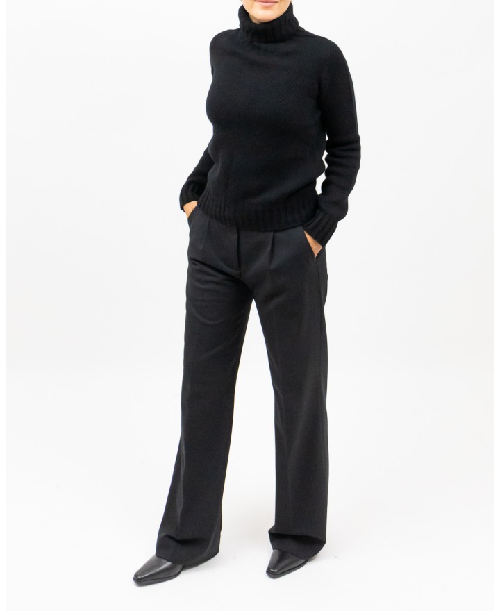 Aragona - Women's Black Cashmere Turtleneck Sweater D3232TF 101 NERO I25