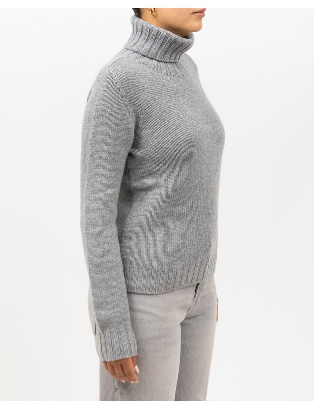 Aragona - Maglia Dolcevita Cashmere Grigio Donna D3232TF 102 PERLA I25