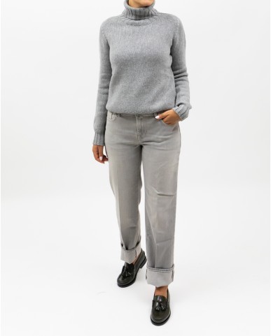 Aragona - Maglia Dolcevita Cashmere Grigio Donna D3232TF 102 PERLA I25