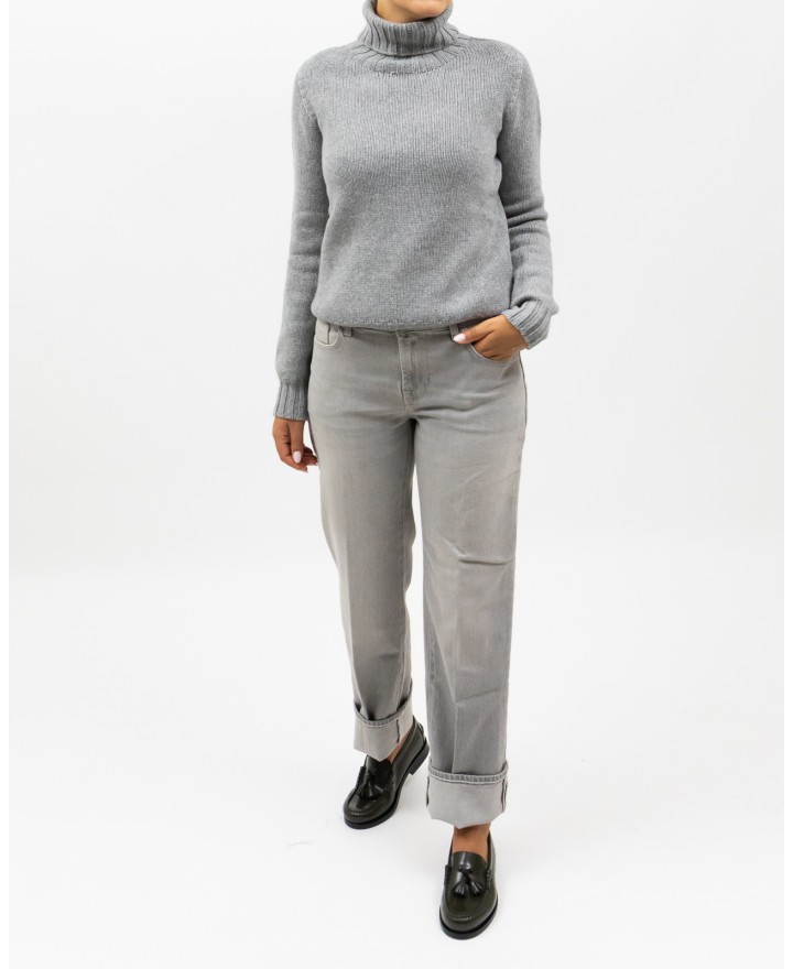 Aragona - Maglia Dolcevita Cashmere Grigio Donna D3232TF 102 PERLA I25