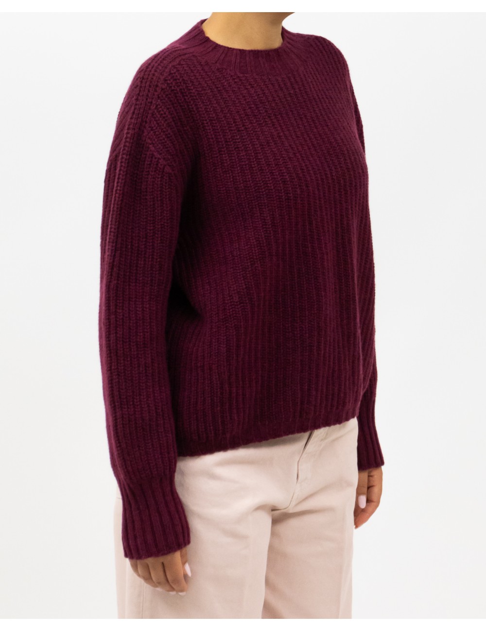 Aragona - Maglia Girocollo Cashmere Bordeaux Donna D3234TF 162 BORDEAUX I25