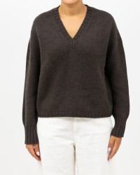 Aragona - Maglia Scollo V Cashmere Marrone Donna D3235TF 304 MARMOTTA I25