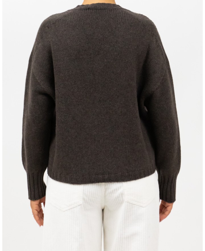 Aragona - Maglia Scollo V Cashmere Marrone Donna D3235TF 304 MARMOTTA I25