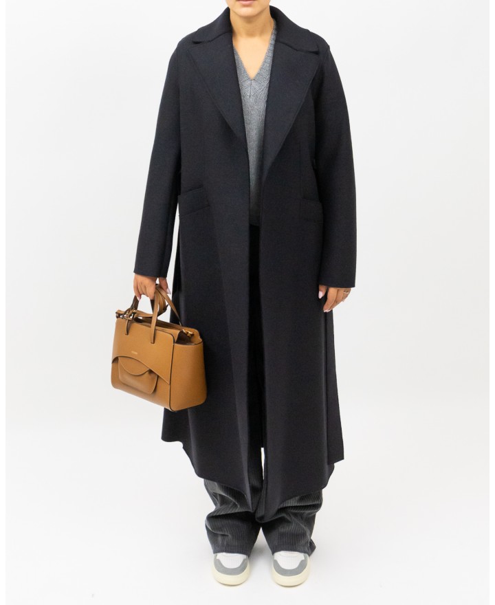 Harris Wharf - Women's Black Maxi Coat A1192MLK 199 BLACK I25