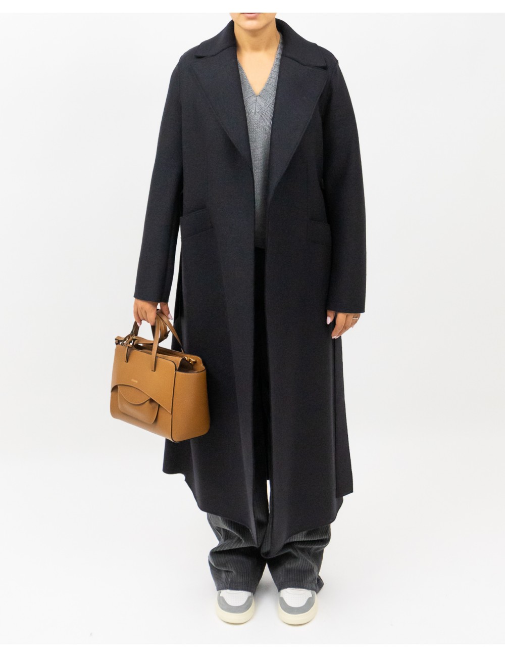 Harris Wharf - Women's Black Maxi Coat A1192MLK 199 BLACK I25