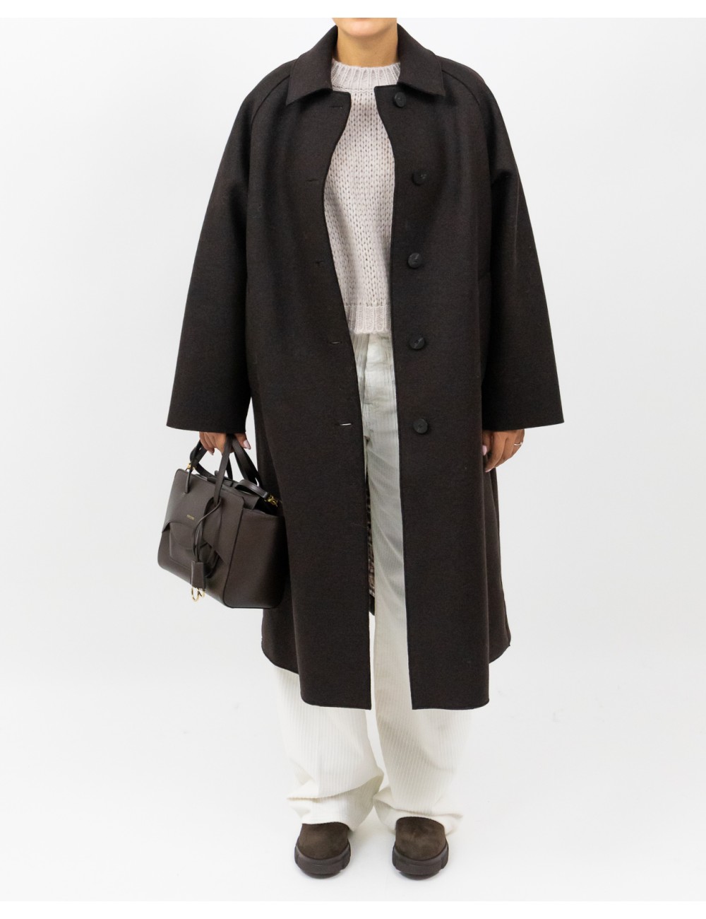 Harris Wharf - Cappotto Over Marrone Donna A1424MLK-P 451T BROW I25