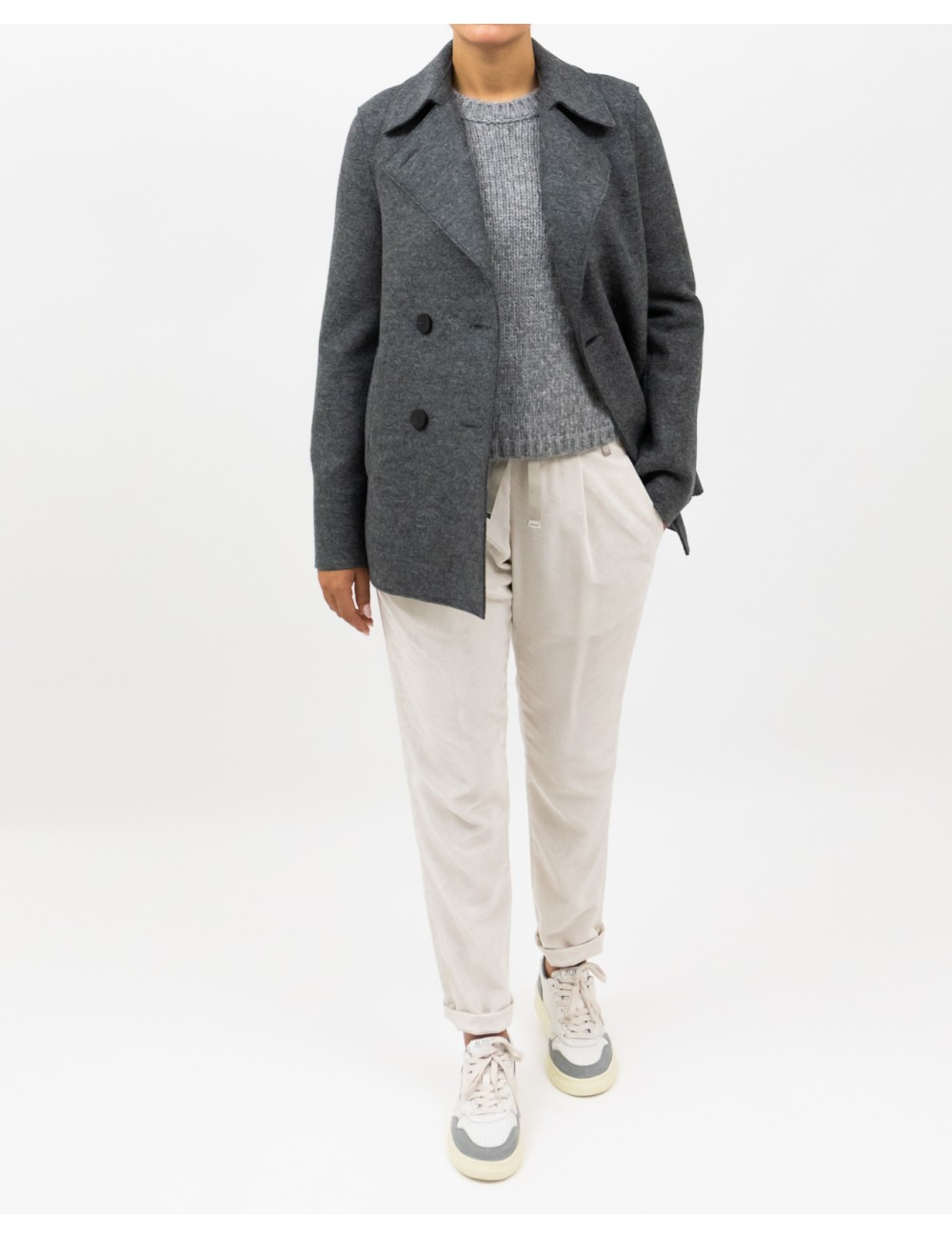 Harris Wharf - Peacot Corto Doppiopetto Grigio Donna A2211MLK 140 GRIGIO I25