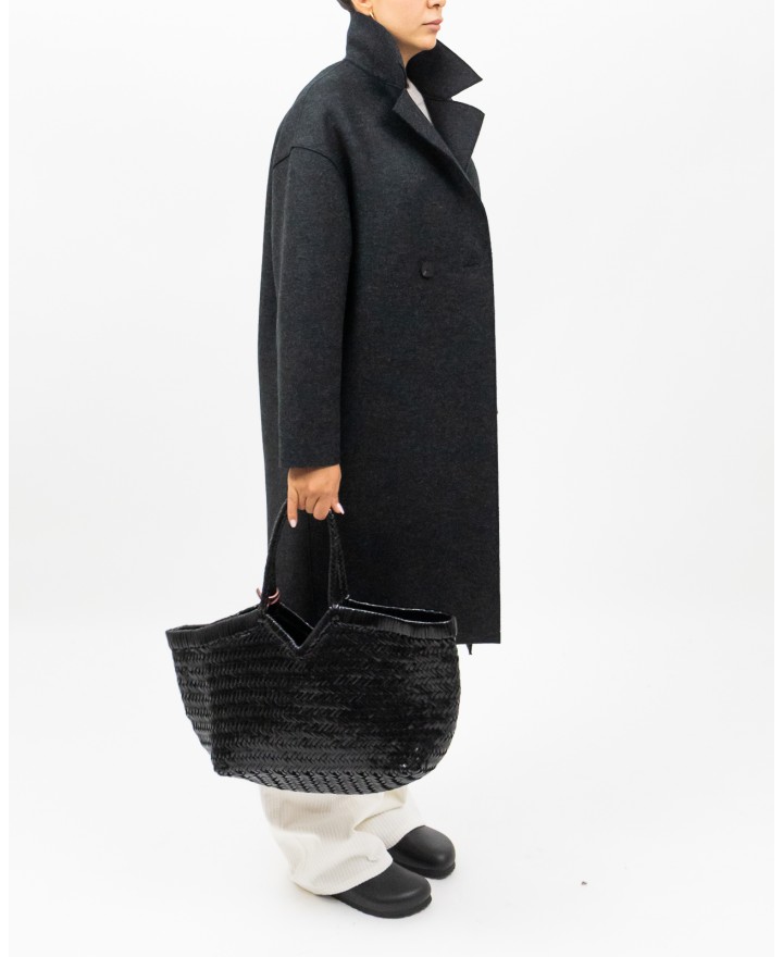 Harris Wharf - Women's Gray Double-Breasted Midi Coat C1487MLK 180 ANTRACI I25