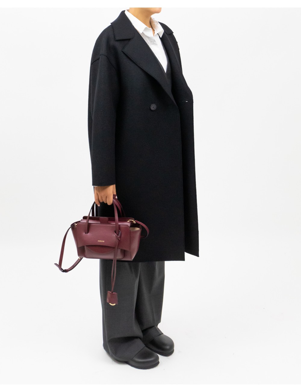 Harris Wharf - Cappotto Midi Doppiopetto Nero Donna C1487MLK 199 BLACK I25