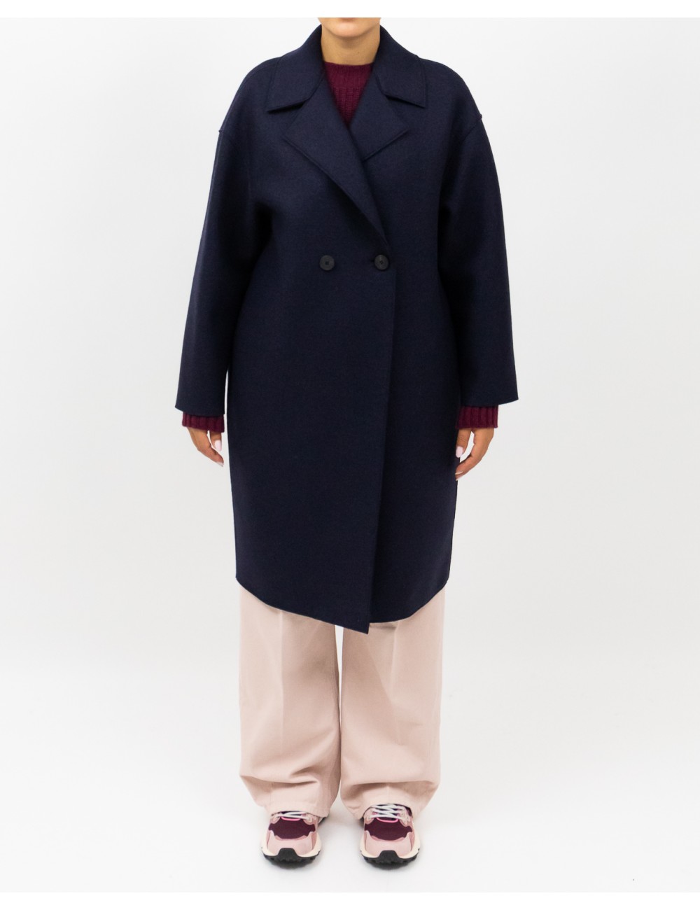 Harris Wharf - Cappotto Midi Doppiopetto Blu Donna C1487MLK 358 NAVY BL I25