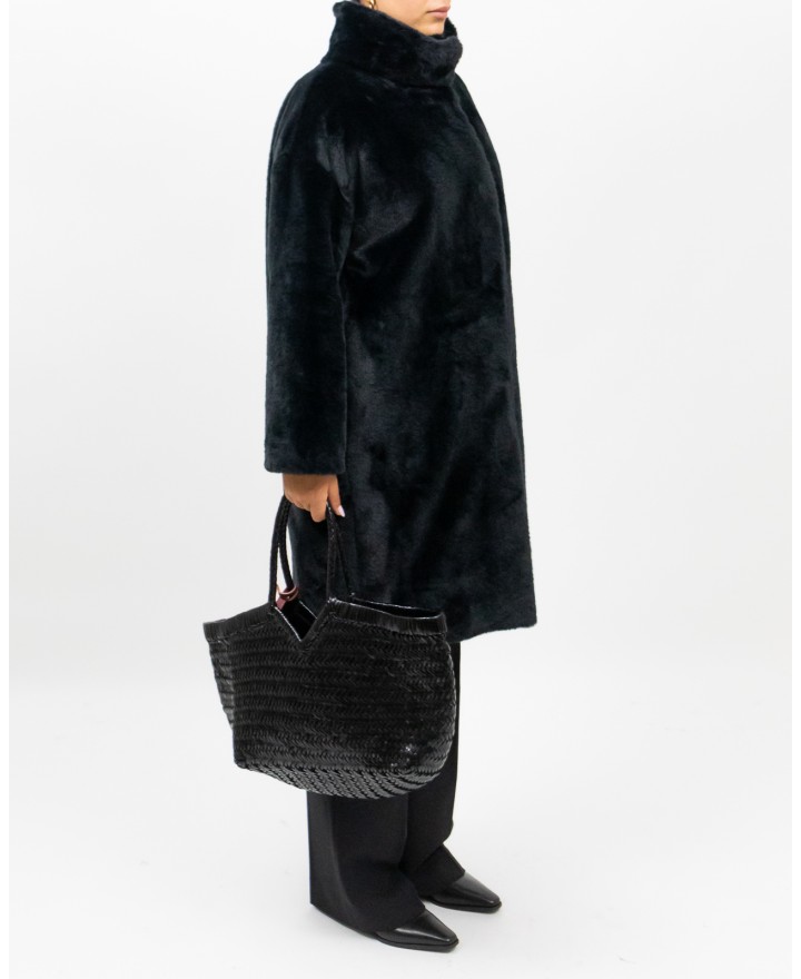 Herno - Women's Long Black Eco Fur Coat GC000491D 12422 9300 I25