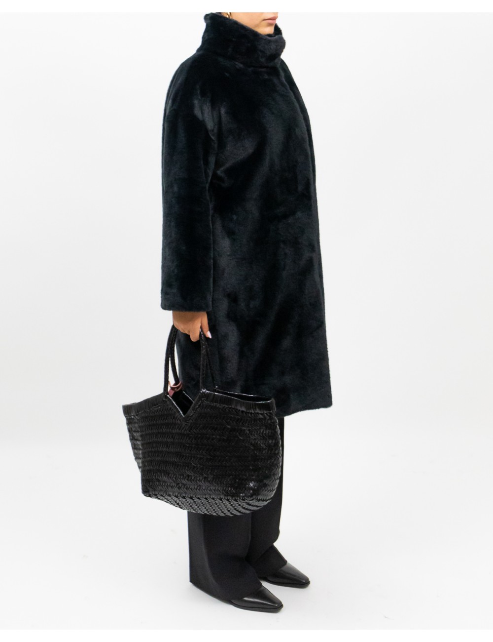 Herno - Women's Long Black Eco Fur Coat GC000491D 12422 9300 I25