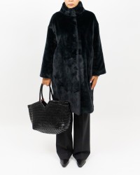 Herno - Women's Long Black Eco Fur Coat GC000491D 12422 9300 I25