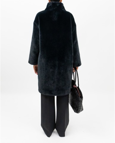 Herno - Women's Long Black Eco Fur Coat GC000491D 12422 9300 I25