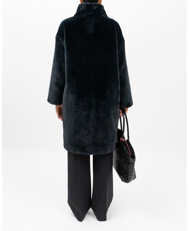 Herno - Women's Long Black Eco Fur Coat GC000491D 12422 9300 I25