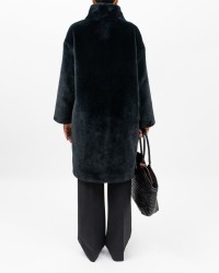 Herno - Women's Long Black Eco Fur Coat GC000491D 12422 9300 I25