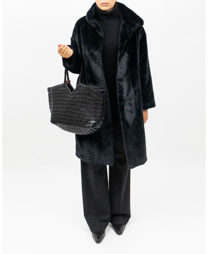 Herno - Women's Long Black Eco Fur Coat GC000491D 12422 9300 I25