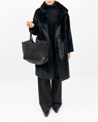Herno - Women's Long Black Eco Fur Coat GC000491D 12422 9300 I25