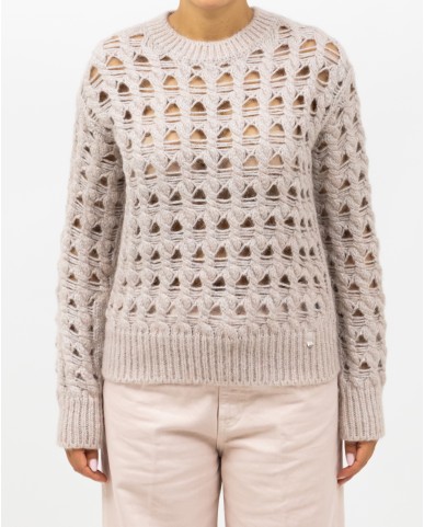 Herno - Maglia Girocollo Lurex Rosa Donna MG00032DR 70198 4050 I25