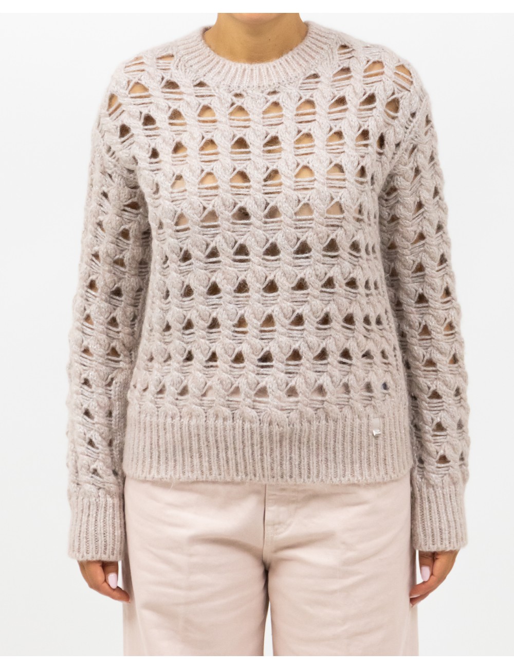 Herno - Maglia Girocollo Lurex Rosa Donna MG00032DR 70198 4050 I25