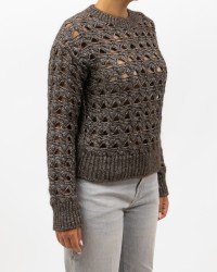 Herno - Maglia Girocollo Lurex Cioccolato Donna MG00032DR 70198 8810 I25