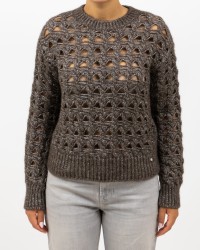 Herno - Maglia Girocollo Lurex Cioccolato Donna MG00032DR 70198 8810 I25