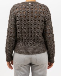 Herno - Maglia Girocollo Lurex Cioccolato Donna MG00032DR 70198 8810 I25