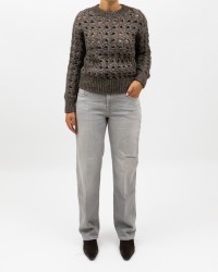 Herno - Maglia Girocollo Lurex Cioccolato Donna MG00032DR 70198 8810 I25