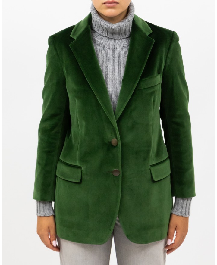 Saulina - Women's Green Velvet Single-Breasted Jacket SAE156 4 R VERDE I25