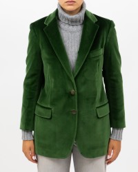 Saulina - Women's Green Velvet Single-Breasted Jacket SAE156 4 R VERDE I25
