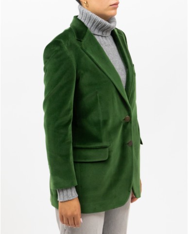 Saulina - Women's Green Velvet Single-Breasted Jacket SAE156 4 R VERDE I25