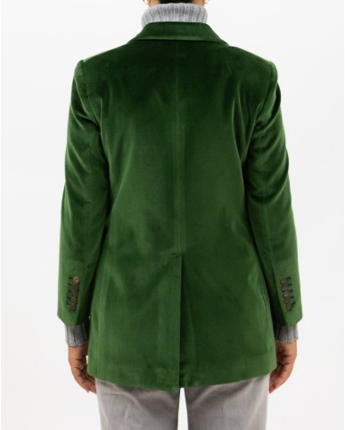 Saulina - Women's Green Velvet Single-Breasted Jacket SAE156 4 R VERDE I25