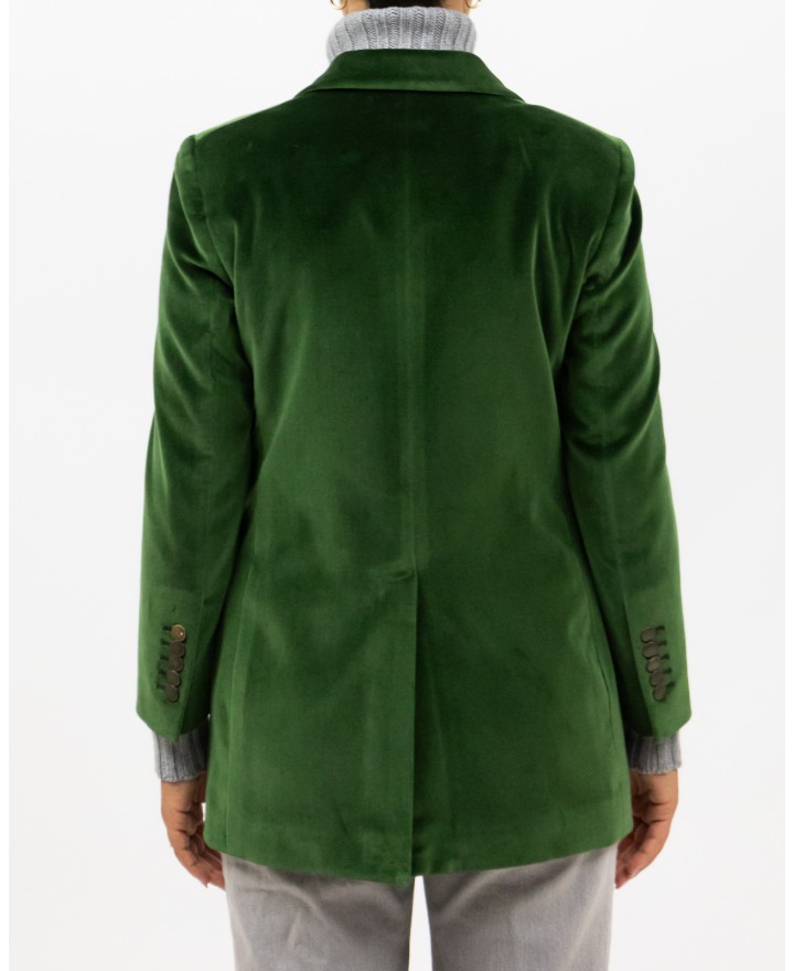 Saulina - Women's Green Velvet Single-Breasted Jacket SAE156 4 R VERDE I25
