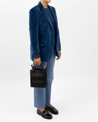 Saulina - Women's Single-Breasted Air Force Blue Velvet Jacket SAE156 7 R AVIO I25